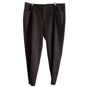 ELOQUII Plus Size Kady Fit Ankle Stretch Cotton Pants Espresso Brown Size 16R